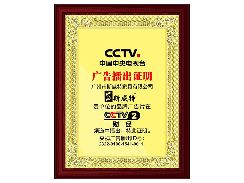 CCTV2 廣告播出證明